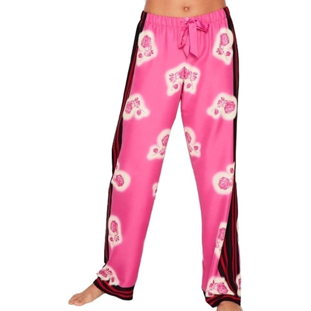 Victoria's Secret Women's Pink Floral Satin Pajama Pocket Pants